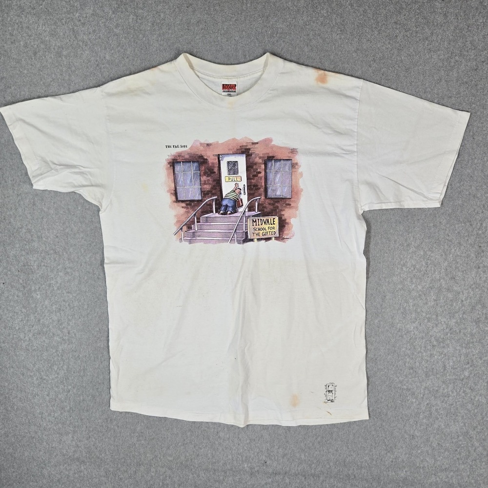 The Far Side Men Shirt XXL White 80s USA Single Stitch School For The Gifted